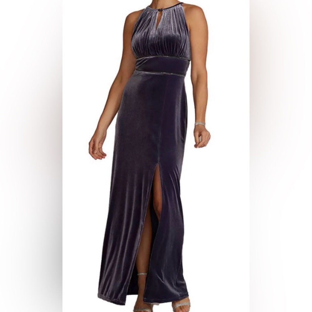 Oleg Cassini Women’s Embellished Velvet Sheath Formal Dress w/ Keyholes Size 12